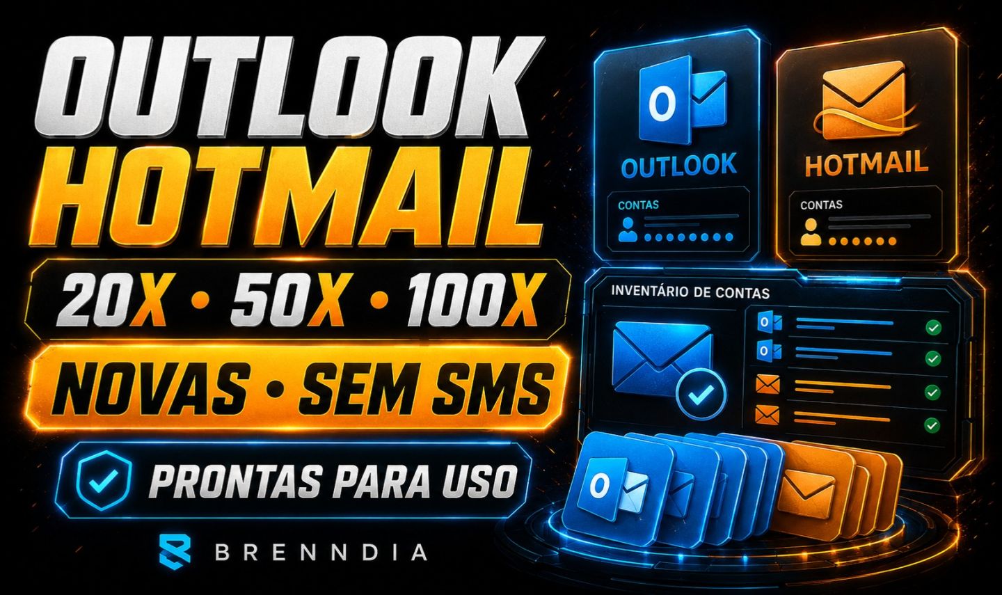 OUTLOOK / HOTMAIL | CONTAS NOVAS E EXCLUSIVAS | SEM SMS | PRONTAS PARA USO