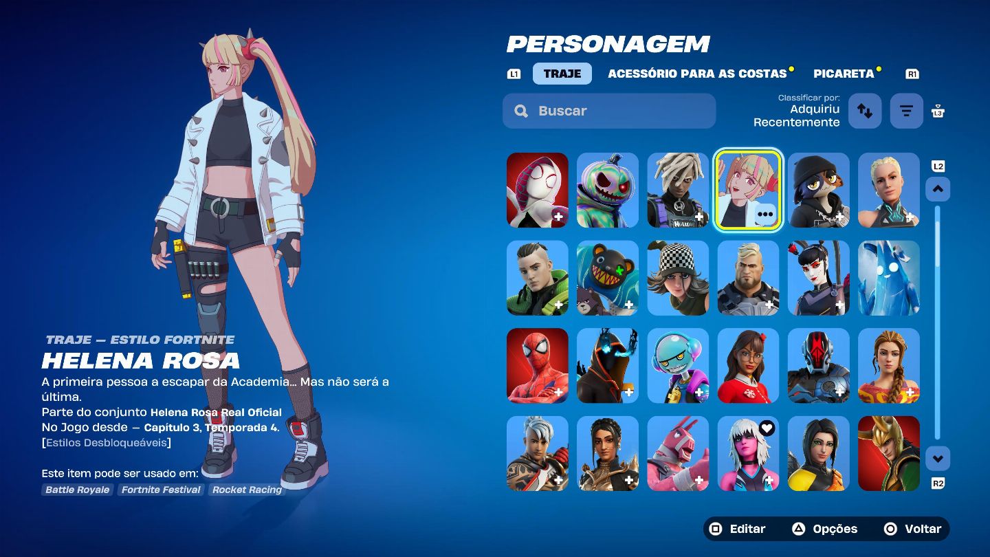 Conta de Fortnite antiga com 169 skins desde a temporada 3