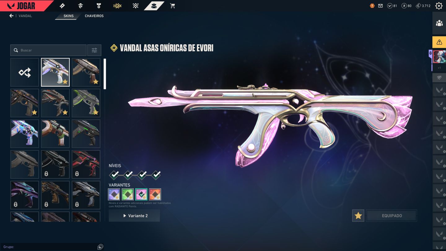 Conta valorant, Phantom, kunai e Operator floretérea entre outras skins lendária