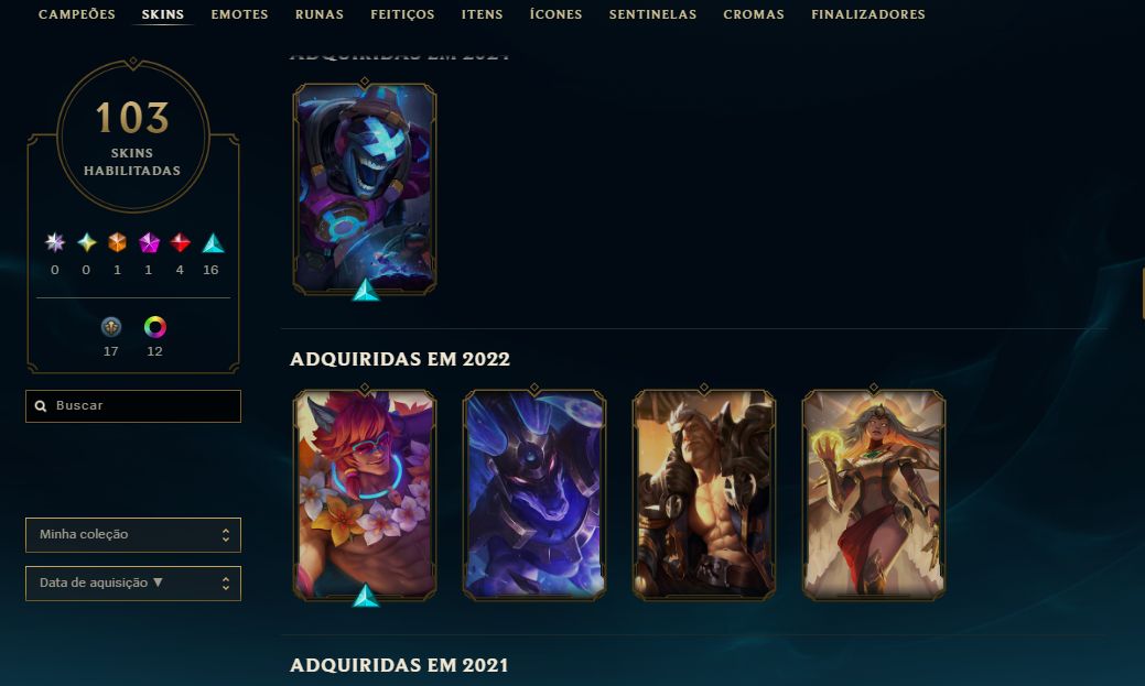 Conta lol 2012 - 103 Skins