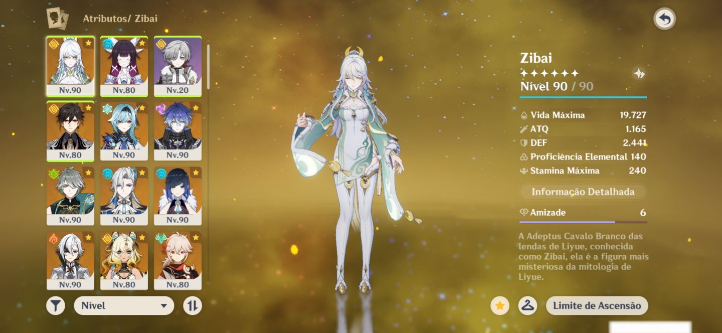 Conta Genshin 24 t5(Zibai, Columbina, Arlecchino, 4 Arcontes etc)+ Honkai