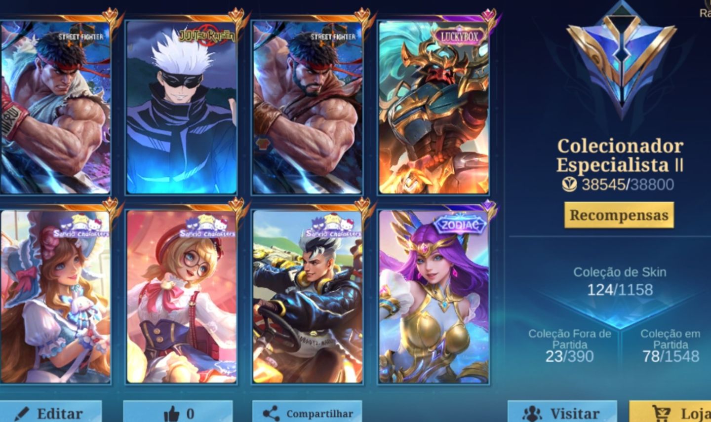 CONTA MOBILE LEGENDS 520 DIMAS SANRIO STREET FIGHTER E JUJUTSU [negócio preço]