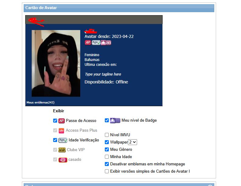 CONTA UNISSEX IMVU