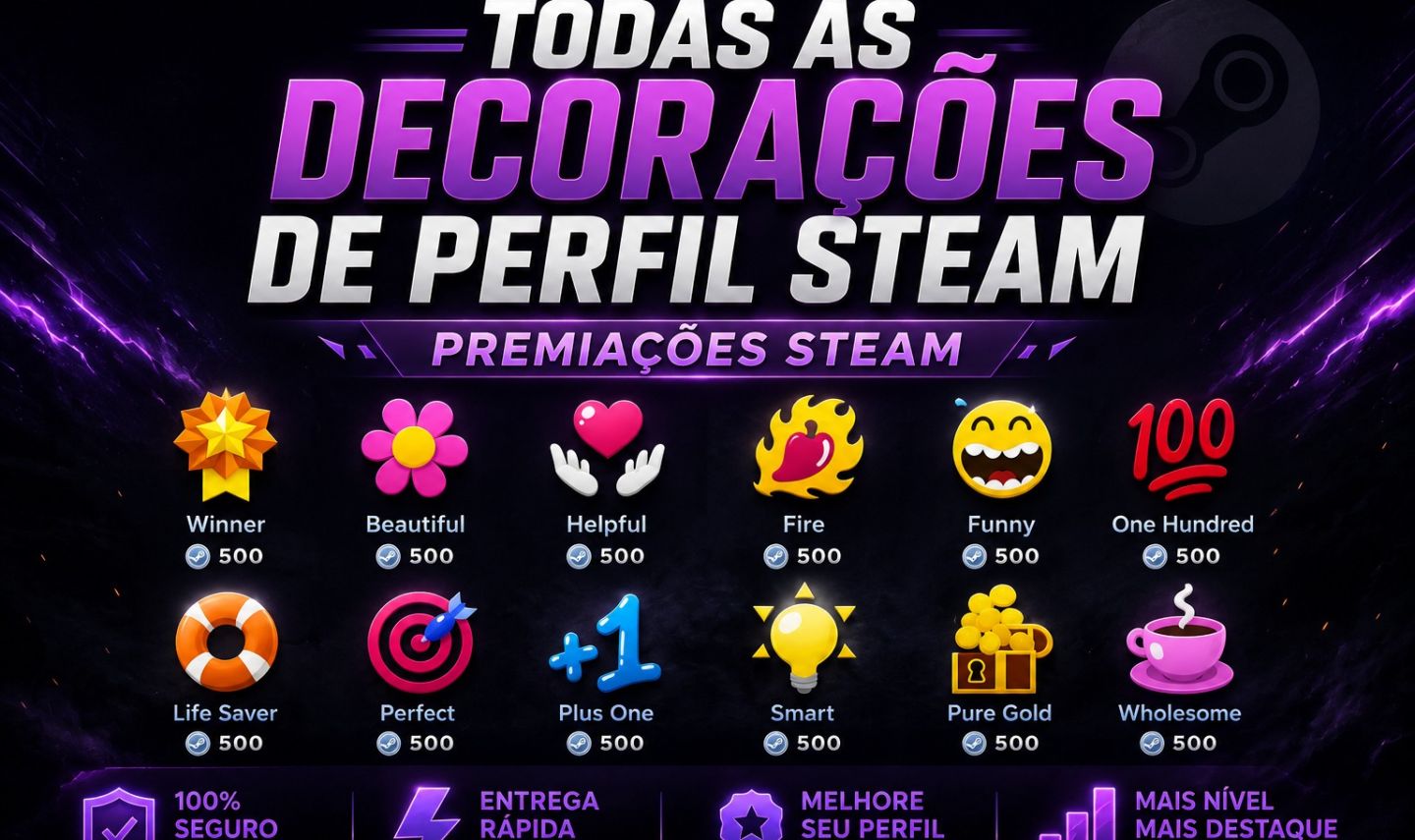 [PROMOÇÃO] PREMIAÇÕES DE PERFIL STEAM | SÃO 110 PRÊMIOS/220 PRÊMIOS/330 PRÊMIOS