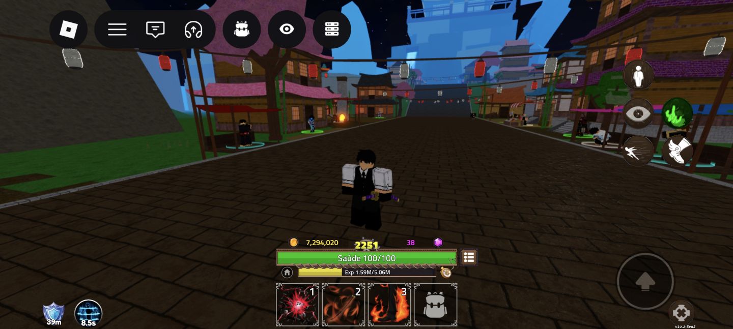 Conta de Roblox, com blox fruits upada, king legacy, e project Slayers.