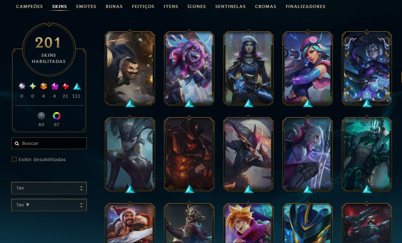 Conta LOL esmeralda full champs