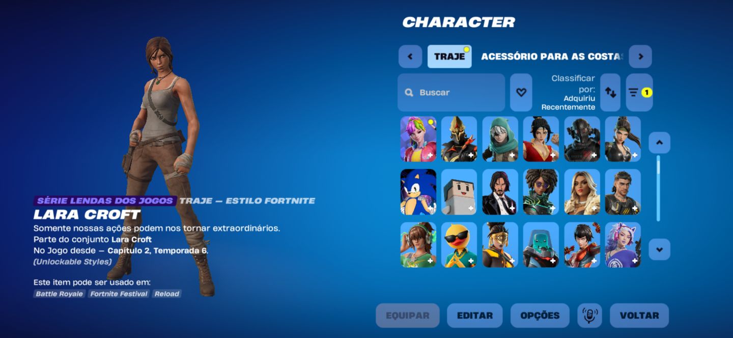Conta de fortnite rara com 211 skins e laracroft! Salve o mundo!