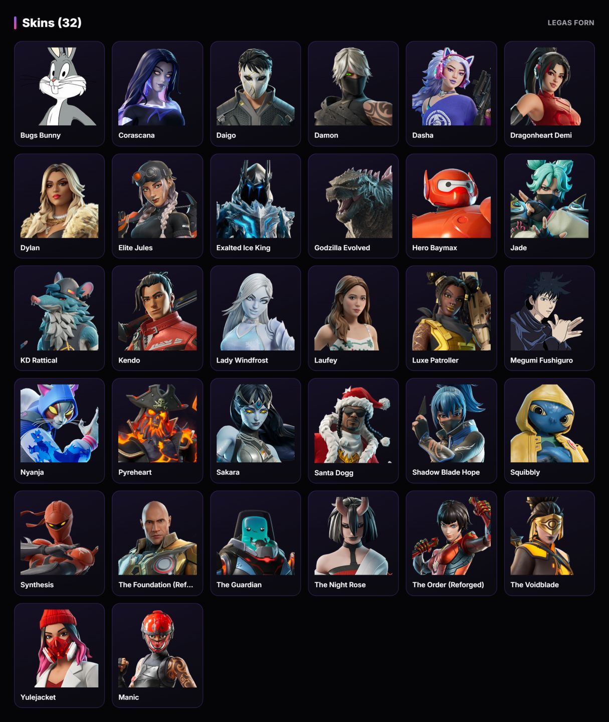 CONTA FORTNITE | 32 SKINS | 400 V-BUCKS | 56 PICARETAS | LEVEL 80