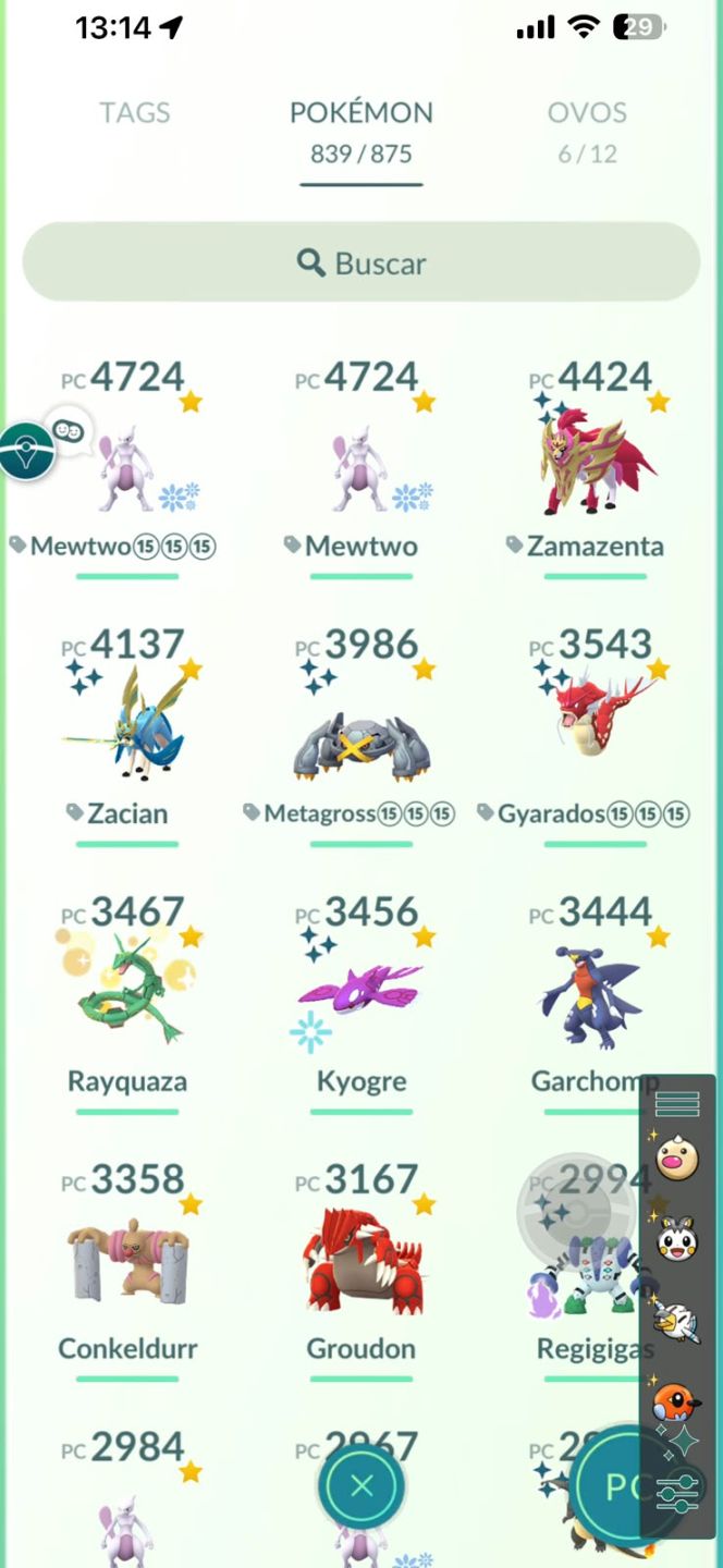 Conta Pokémon GO LV 54/54 100%Lendários/299-100%IV/Shinys 156/Shinys 100%: 4