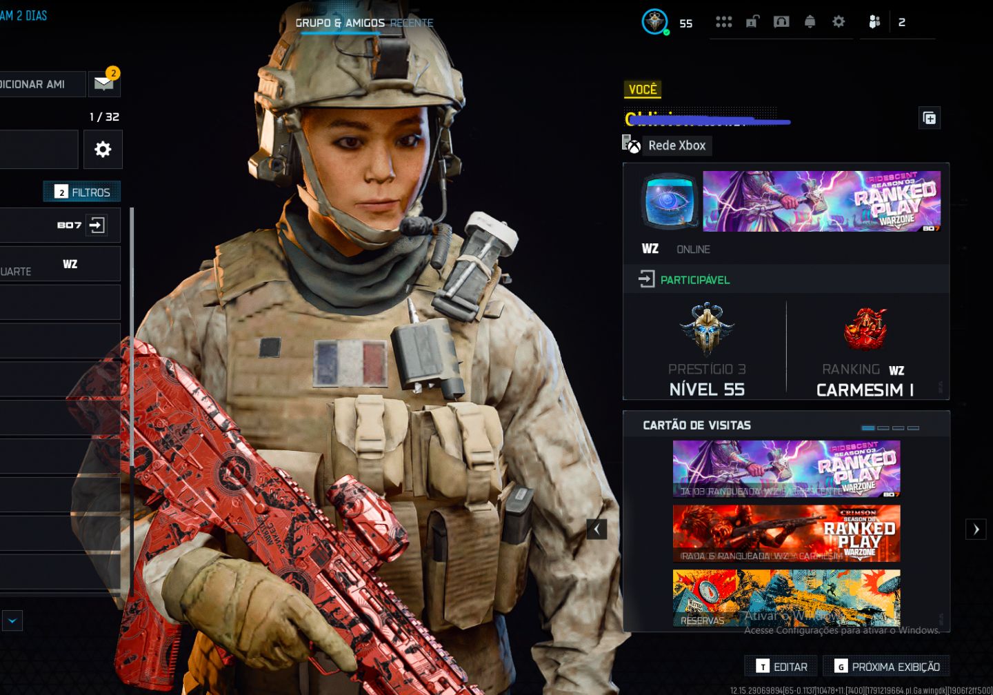 CONTA WARZONE/BO7 CARMESIM DA SEASON ATUAL + ARMAS METAS UPADAS