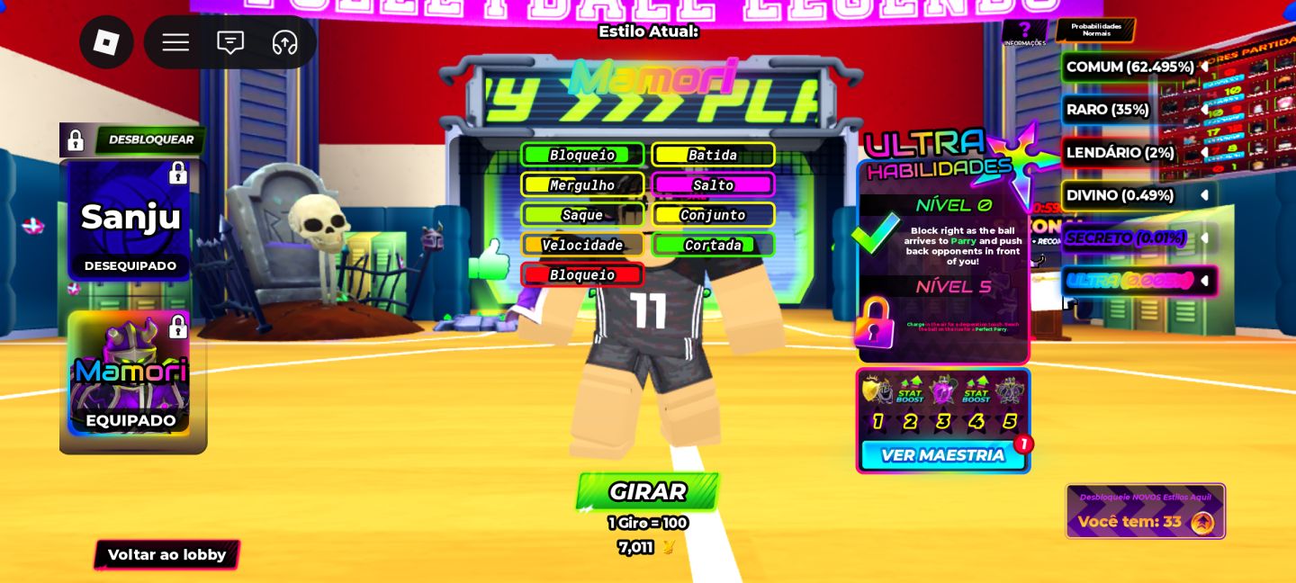 Volleyball Legends Lv. 92 + Fisch Lv. 1000 | Sanju, Mamori e Kazana OG