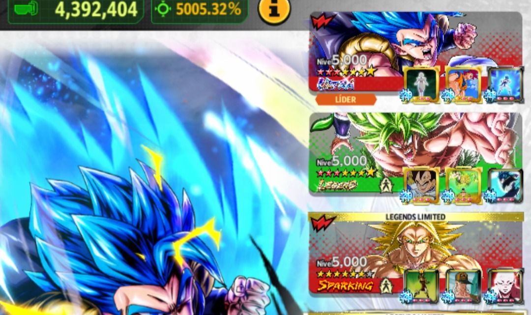 Conta histórica e competitiva. Com muitos equipamentos, e personagens(Gogeta ul)