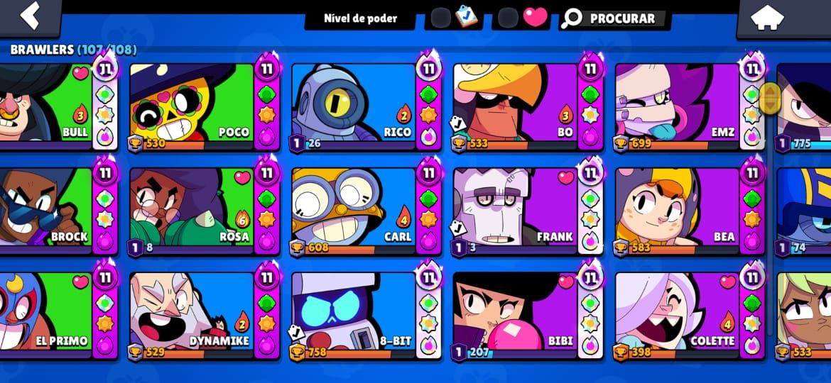CONTA BRAWLSTARS | LENDÁRIO | TODOS BRAWLERS | 50K | RECHEADA DE SKINS | COLEÇÃO