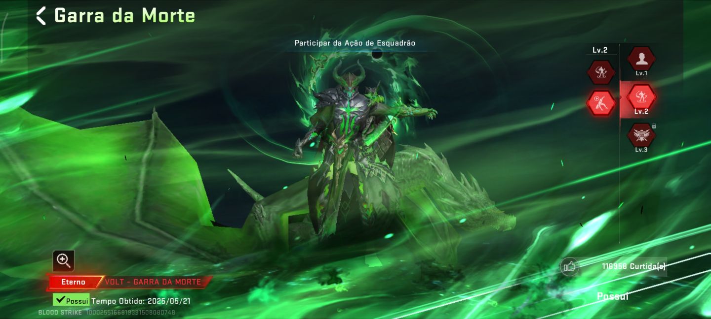 Conta de Blood strike com 8 eternos e 2 evoluídas