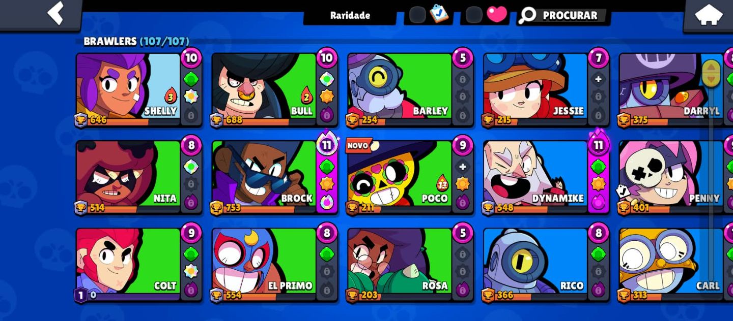 BRAWL STARS FULL 107/107 BRAWLERS + 52K TROFÉUS