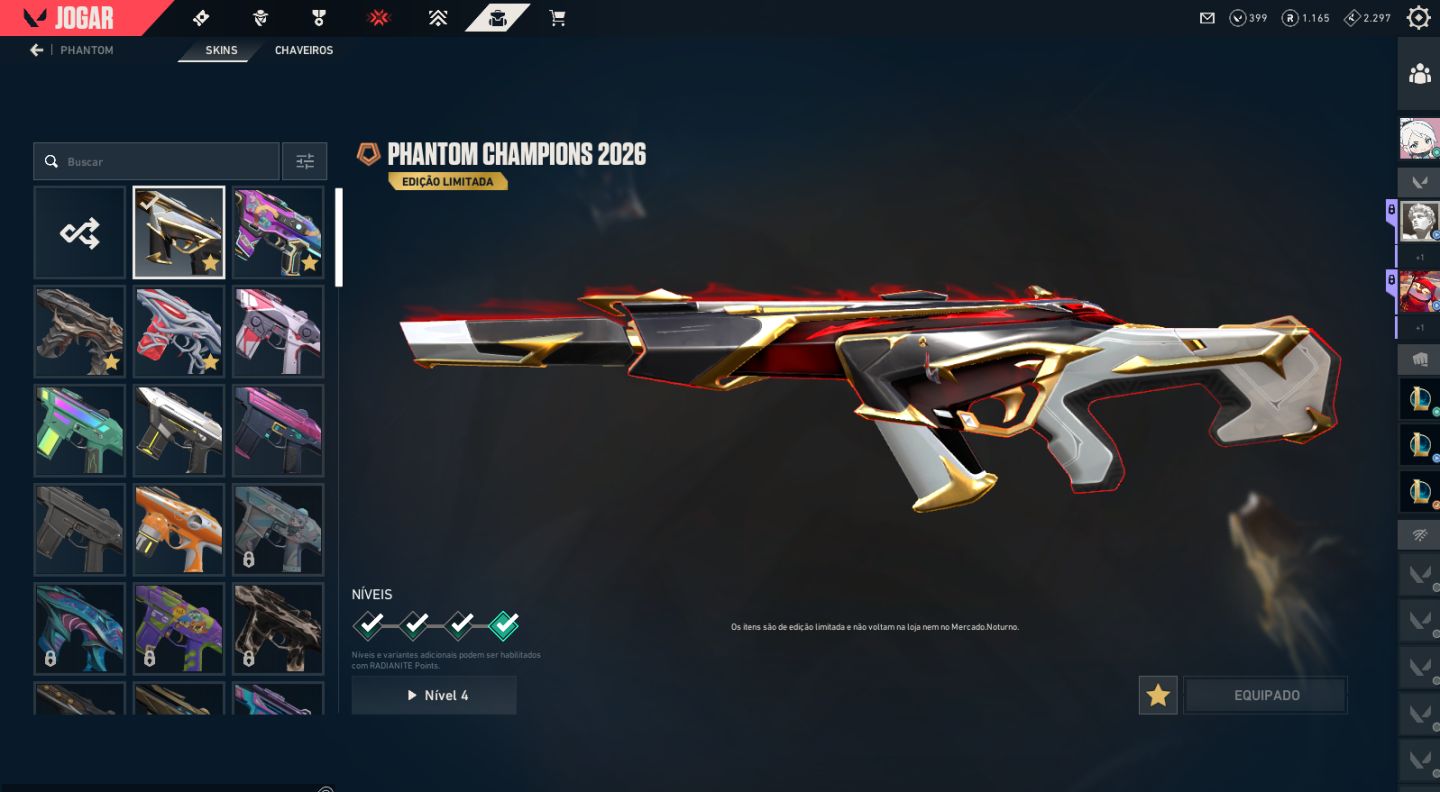Conta de valorant varias skins, mas de 1250 gastos