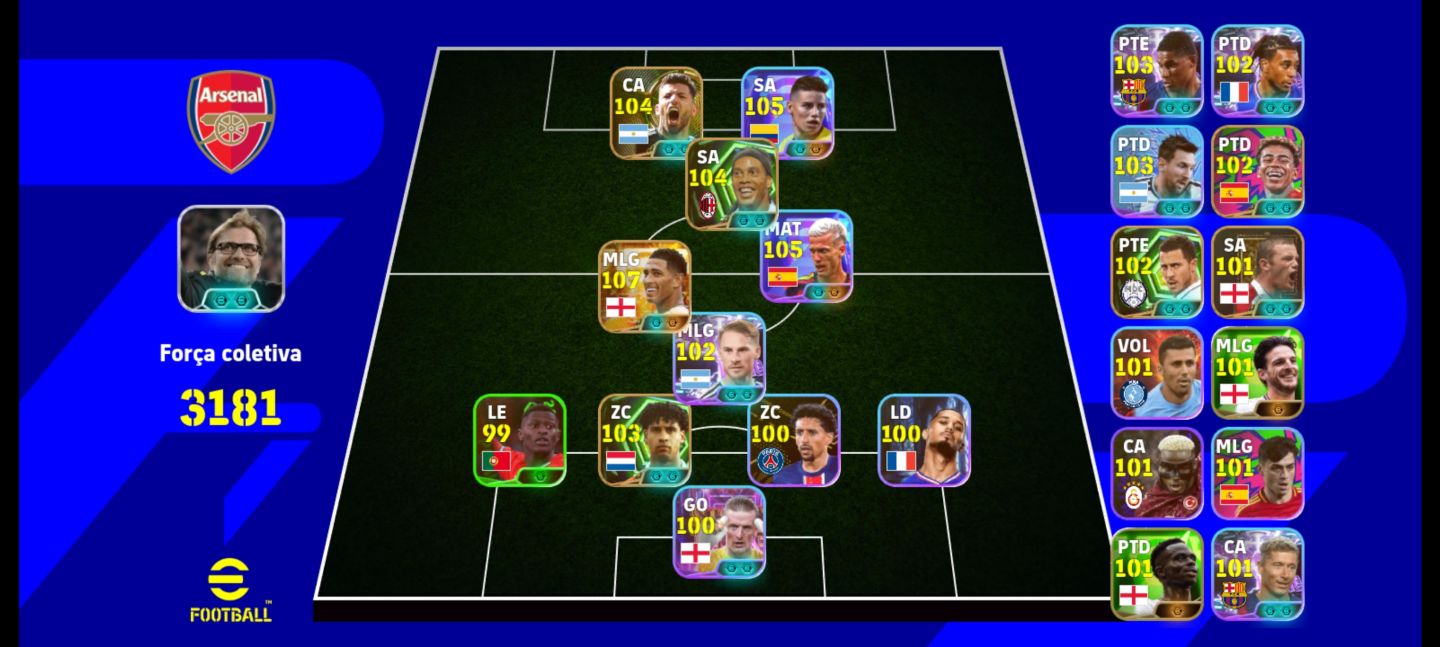 Conta Efootball com 3181 Fc - Ronaldinho | James blitz | Bellingham bg | Olmo