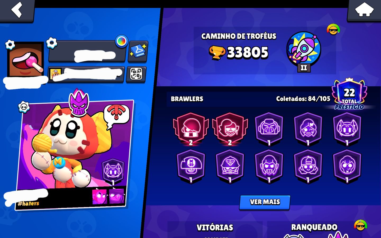 CONTA BRAWL STARS COMPLETA | 84 BRAWLERS | 22 PRESTÍGIOS