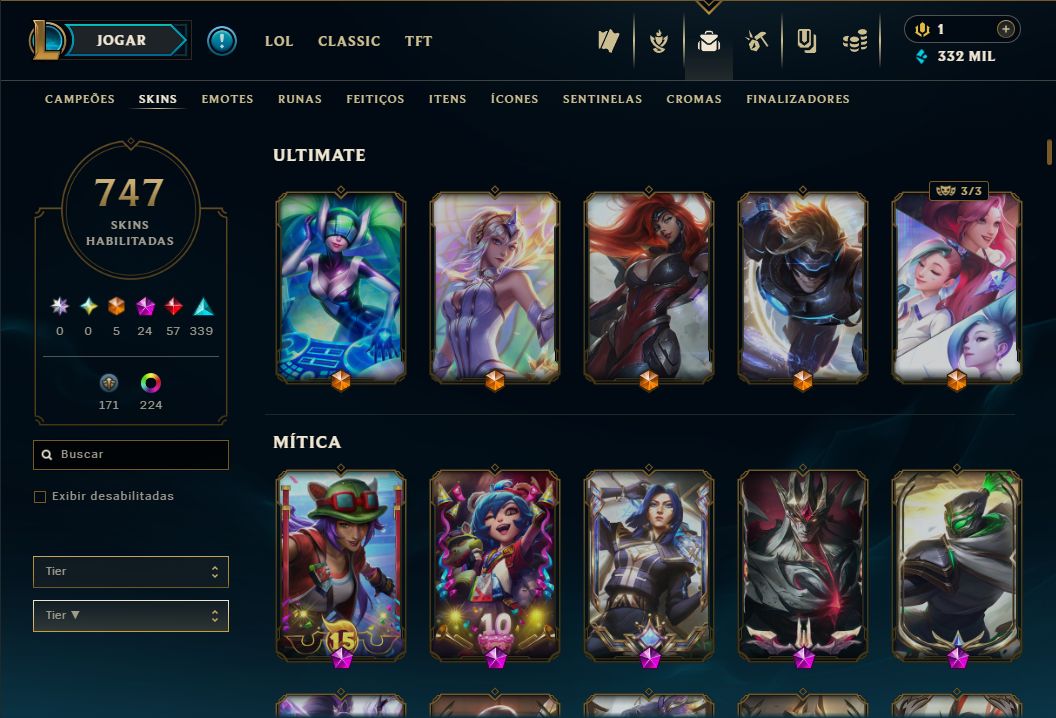 [Conta Lol 2019] Todos os Campeões | 747+ Skins | Platina 2