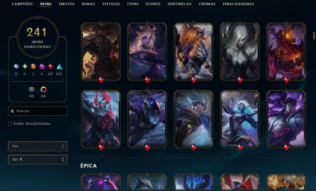CONTA LOL MESTRE + VALORANT EX-IMORTAL | 241 SKINS | PRESTÍGIO + ULTIMATE