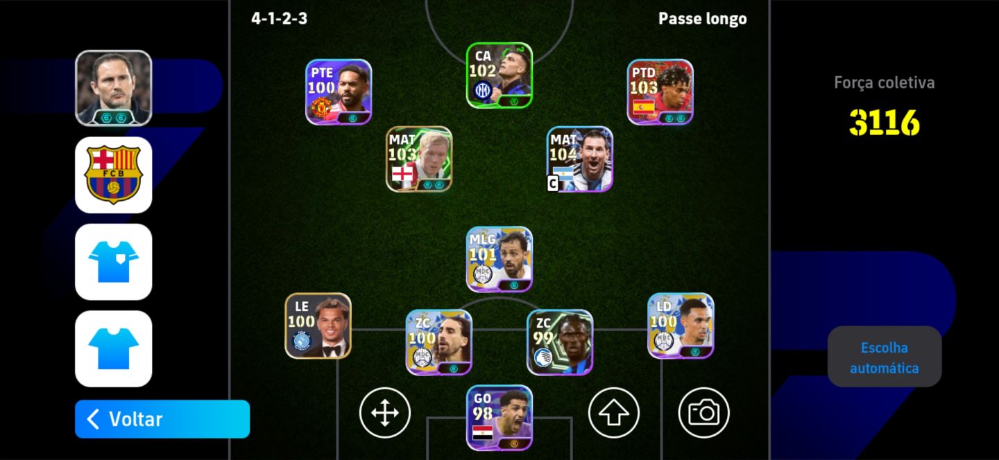 Conta de efootball com scholes + técnico + time montado