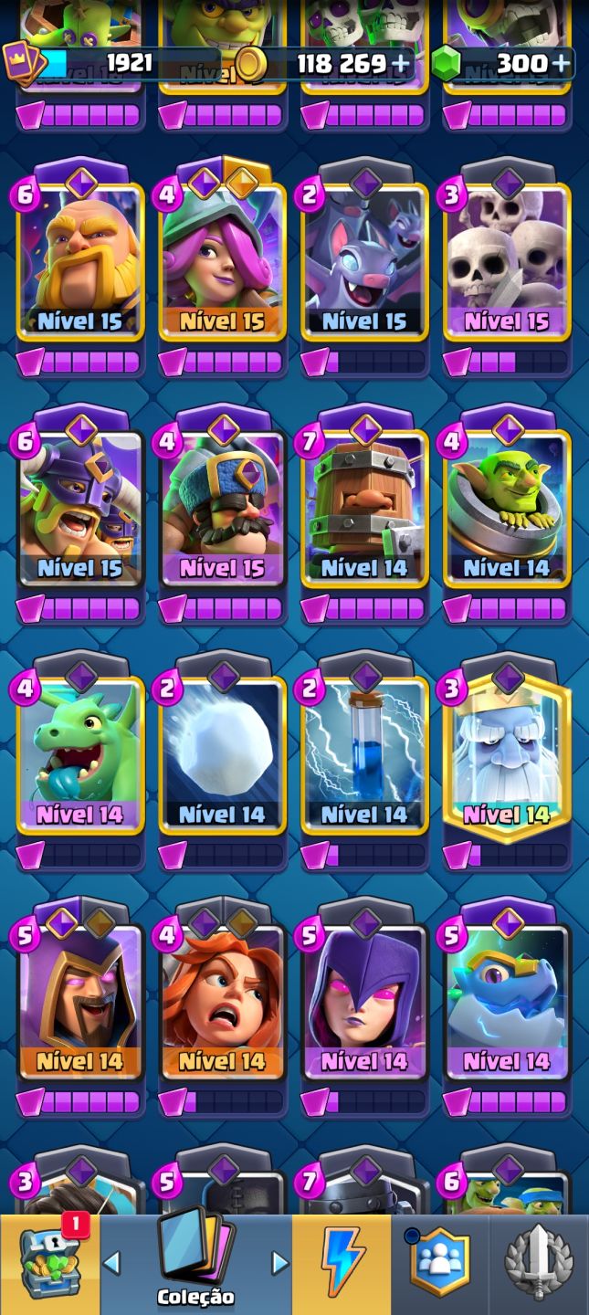 Conta de Clash Royale, arena sazonal 1 (penúltima arena) + brinde conta de Brawl