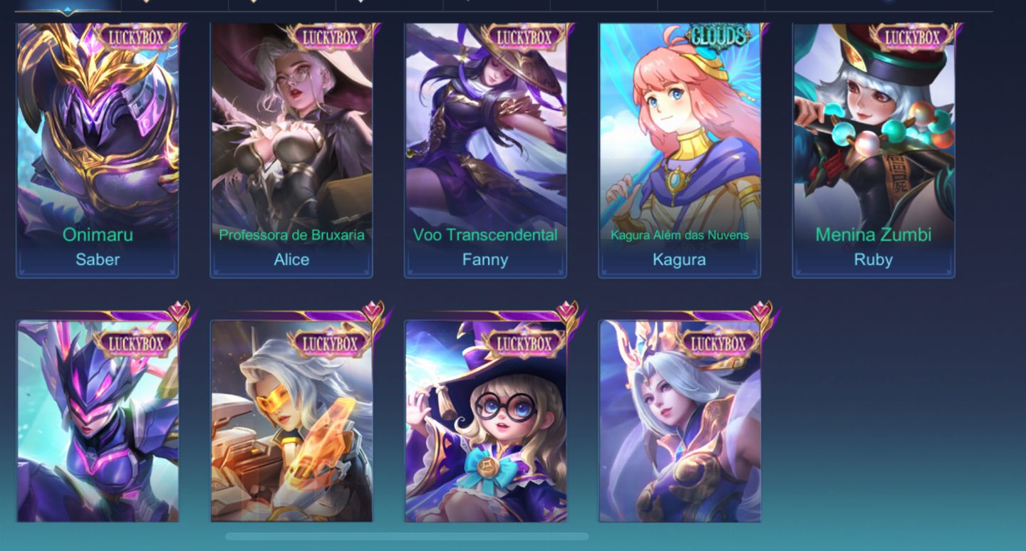 CONTA MAIN MAGO 282 SKINS (SATORU GOJO, KULA DIAMOND, LUNOX LEGEND ETC)