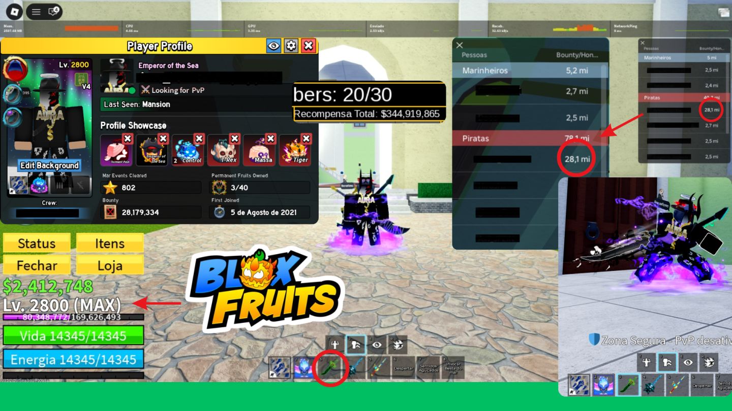 Conta Blox Fruits + The Forge + Grow a Garden [GAMEPASS E ITENS DE VÁRIOS JOGOS]