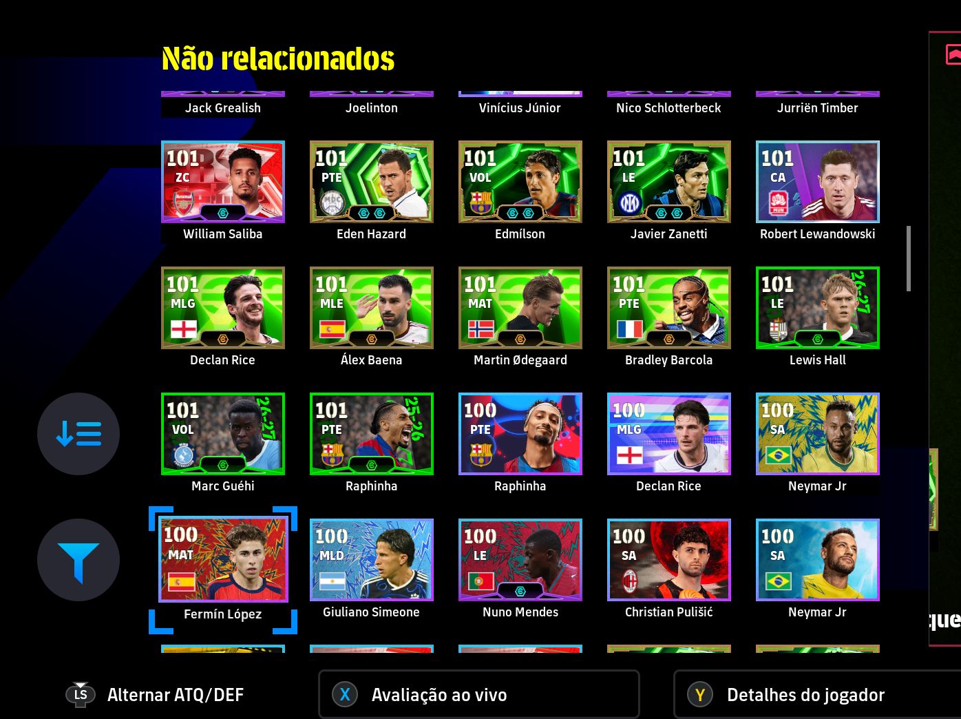 CONTA eFOOTBALL XBOX/PC 3294 FORÇA COLETIVA | MESSI 108, DEL PIERO 108, GEORGE B