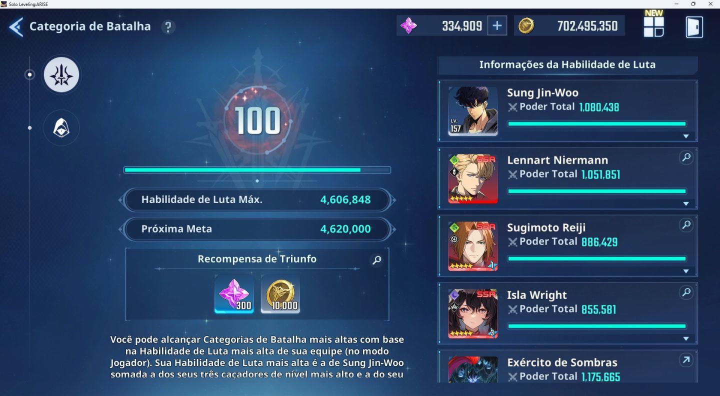 CONTA SOLO LEVELING: ARISE. LV 157, POWER 4kk600