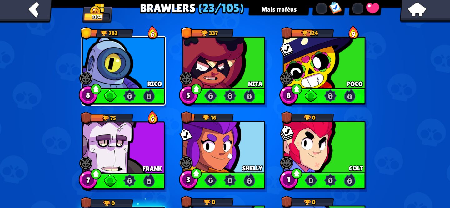 Conta brawl stars iniciante com skins com mto ouro e ponto de poder