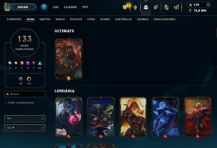 CONTA LOL LEVEL 219, COM 133 SKINS PRATA 1 FULL ACESSO E ENVIO RÁPIDO