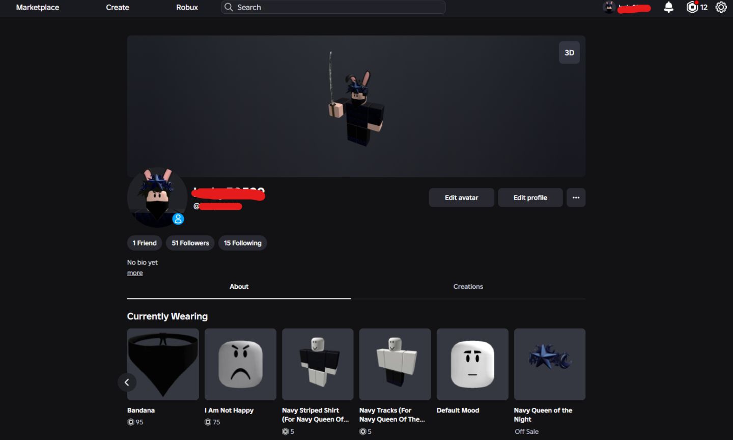 CONTA ROBLOX ANTIGA 2017 COM TOYCODE NAVY QUEEN OF THE NIGHT [UNVERIFIED]