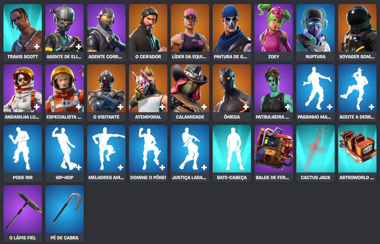 CONTA FORTNITE OG TRAVIS SCOTT, PASSINHO MARAT, + 100 SKINS, SALVE O MUNDO OG