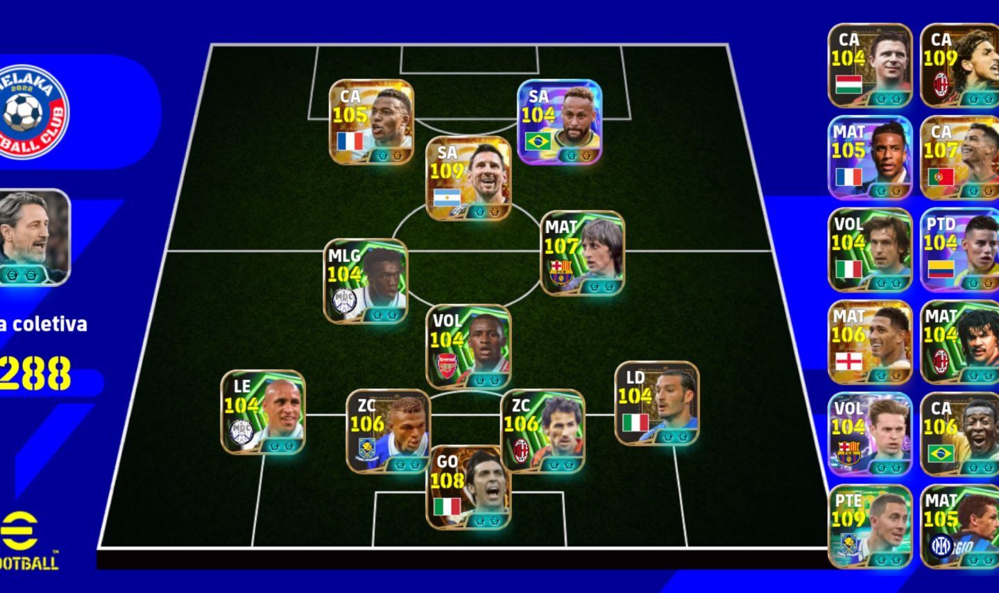 CONTA META DE EFOOTBALL 2027 COM EPICS TOPS COMO CR7, PELÉ , MESSI E VIEIRA