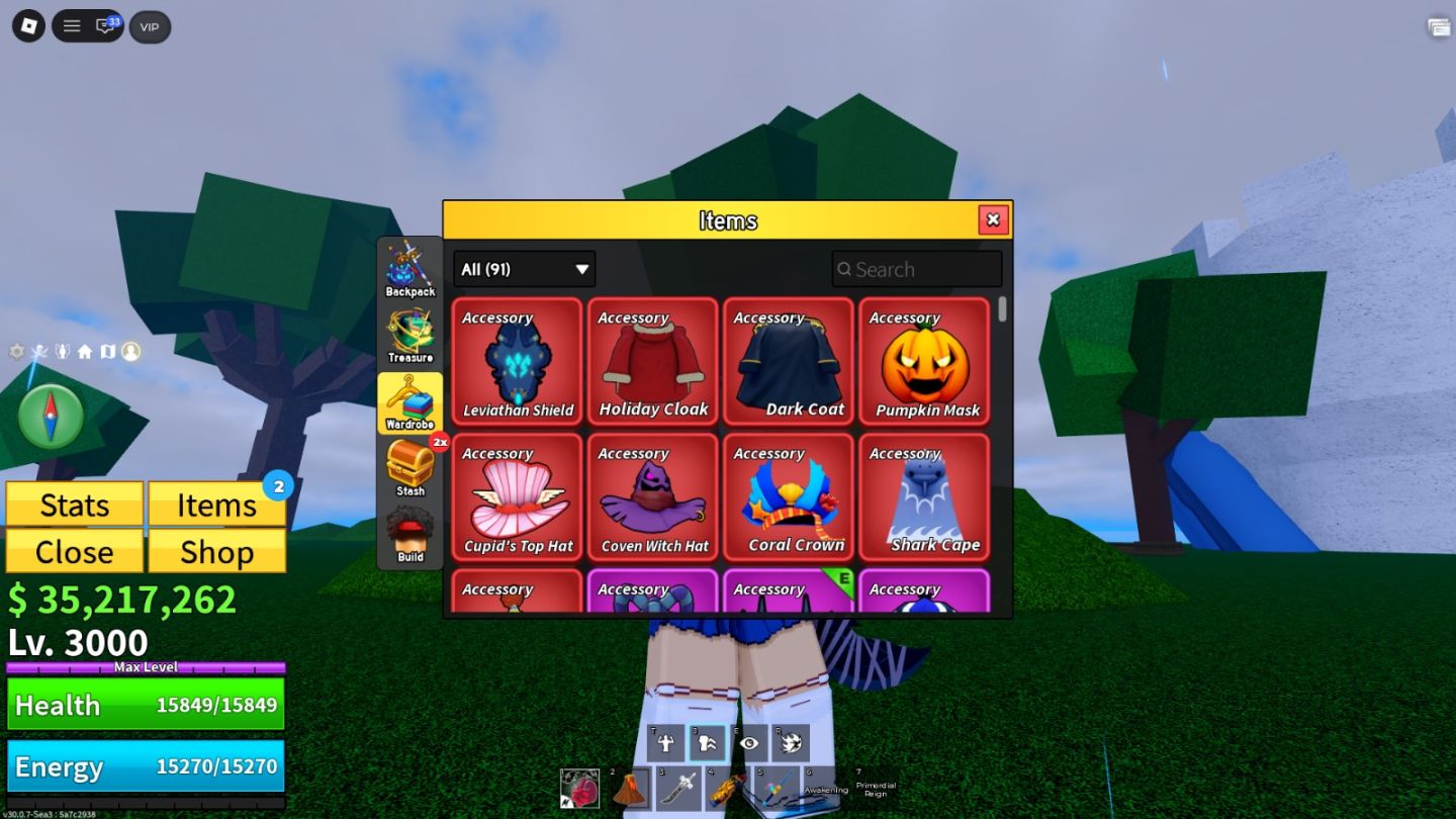 Conta blox fruits frutas perm, diversas espadas/armas e muito dinheiro