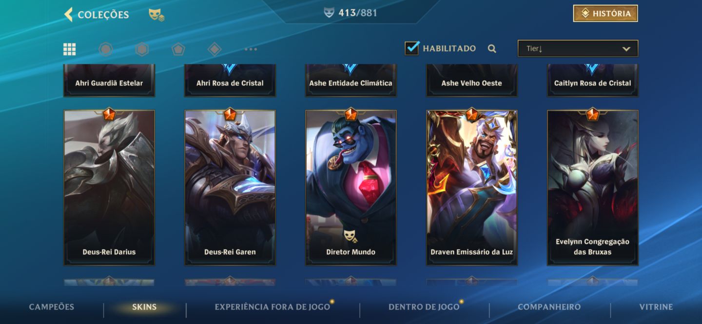 CONTA WILDRIFT FULL CHAMPS, 414 SKINS, EMOTE 20K WC EX CHALLENGER