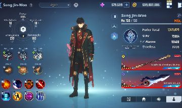 Conta Solo Leveling: Arise End Game com 570k+ núcleos e 1600+ bilhetes