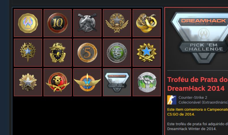 Conta steam cs2 prime 450 jogos + lvl 50 steam + badges raras + medalhas raras