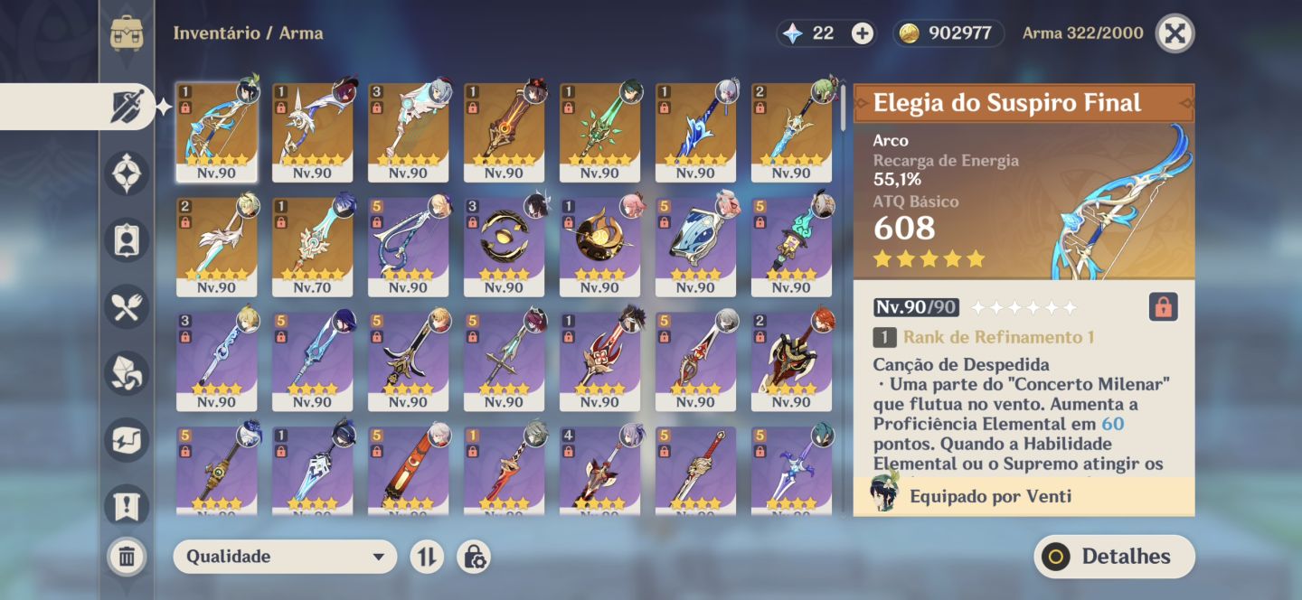 Genshin | 28 5 + 9 Armas 5 | Columbina, Zibai, Mavuika, Furina + Xiao C1