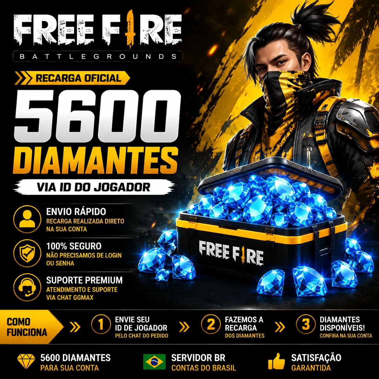 Free Fire BR | 1060 Diamantes (Ganhe Mais 106 de Brinde)