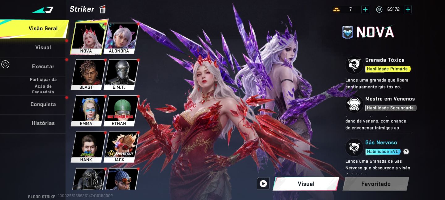 Conta blood stick gemada com armas eternas e evo da nova