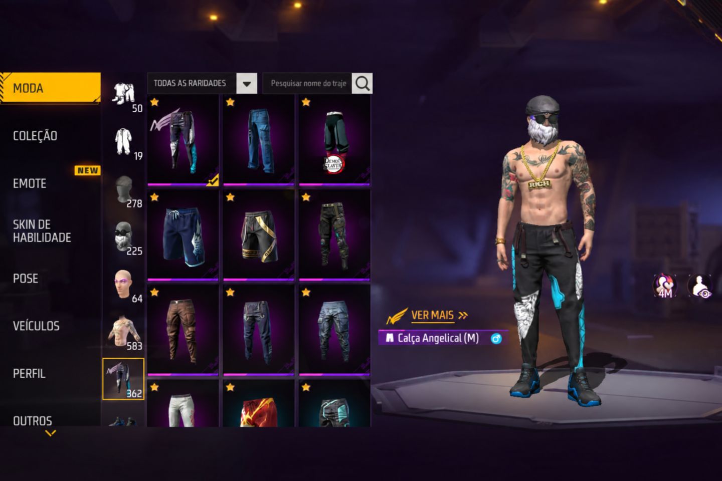 CONTA DE FREE FIRE GEMADA COM 4 PASEE