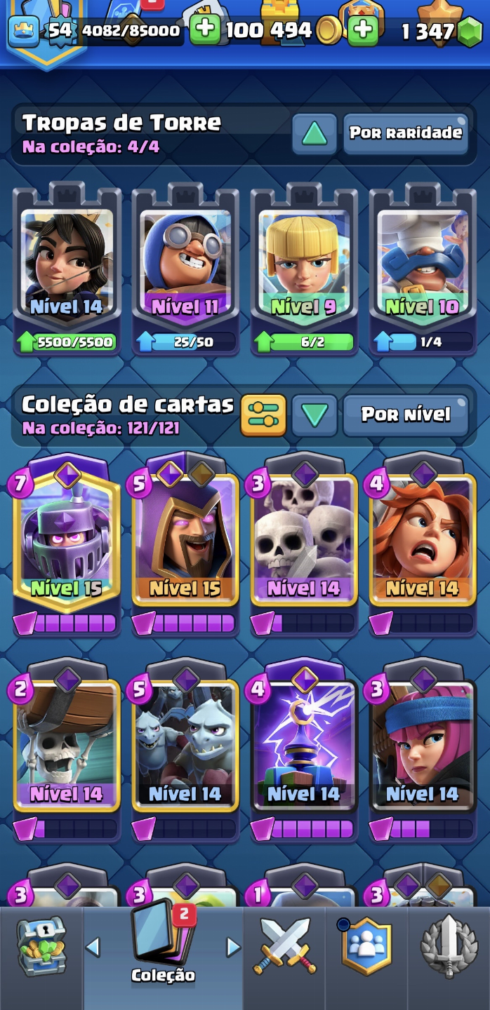 Conta com emblema de 6 anos de jogo, 10k de trofeus e todas cartas liberadas