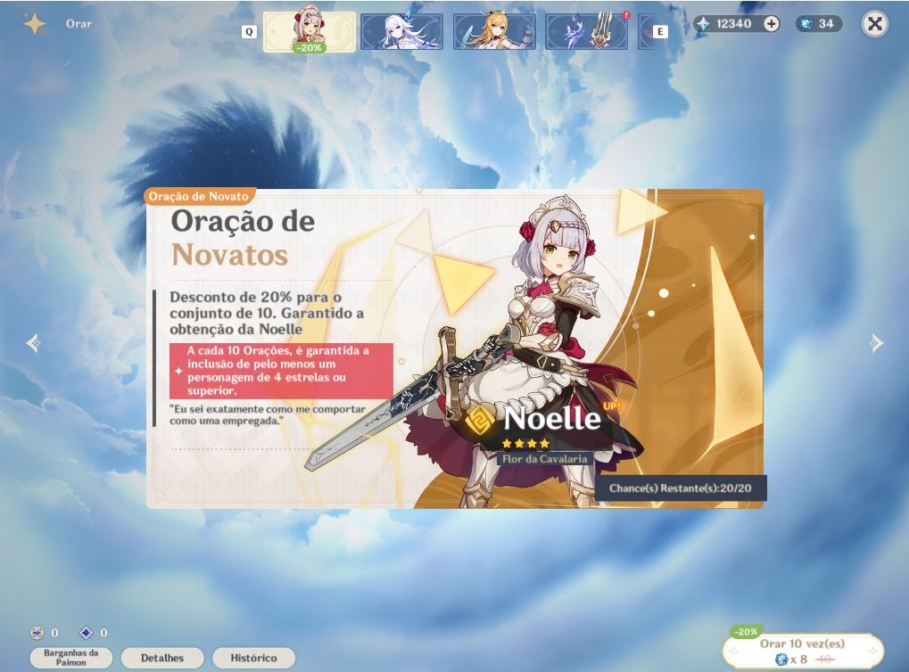 Conta Genshin Impact América Ar25 + 12.340 Primogems + 110 Pulls