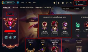 [HandLevel] Lv 700+Gold 3+MAIN MIDLANER+197 Skins/Icones Antigos 2013+KATARINA