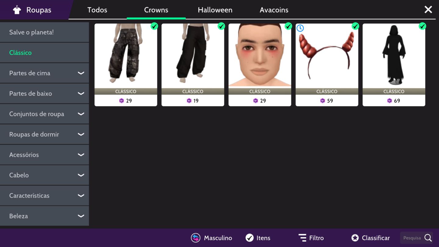 CONTA MASCULINA AVAKIN LIFE LvL 34