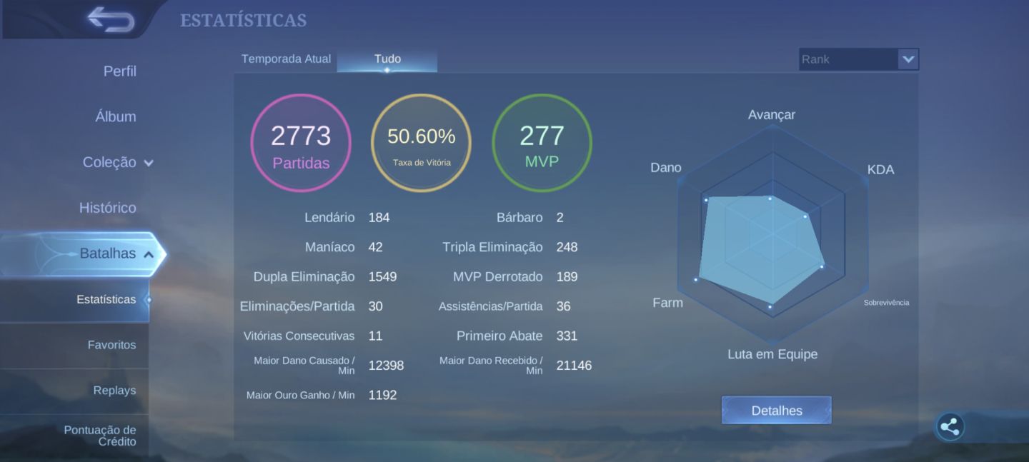 Conta Móbile legends Colecionador Prestigiado
