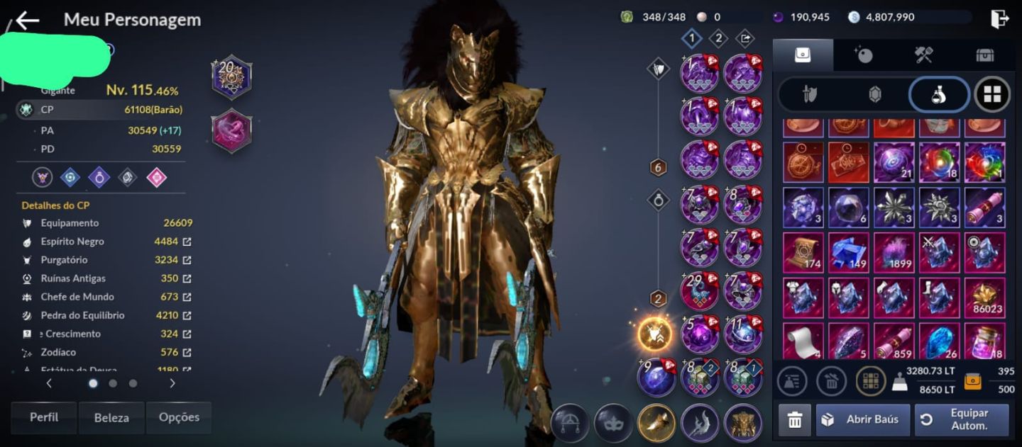 CONTA BLACK DESERT MOBILE | LEVEL 115 - 61K+ CP | CONTA PRA COMEÇAR NA FRENTE!