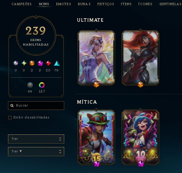 Conta lvl 698, gold 2, 239 skins